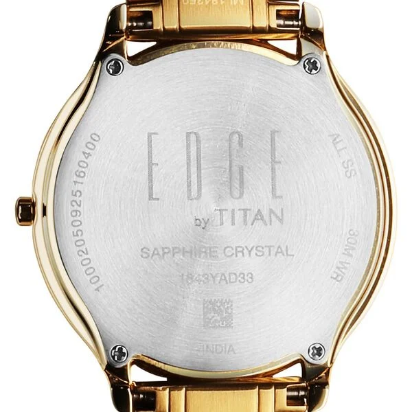 Titan Edge Gleam Quartz Analog Green Dial Golden Stainless Steel Strap Watch For Men