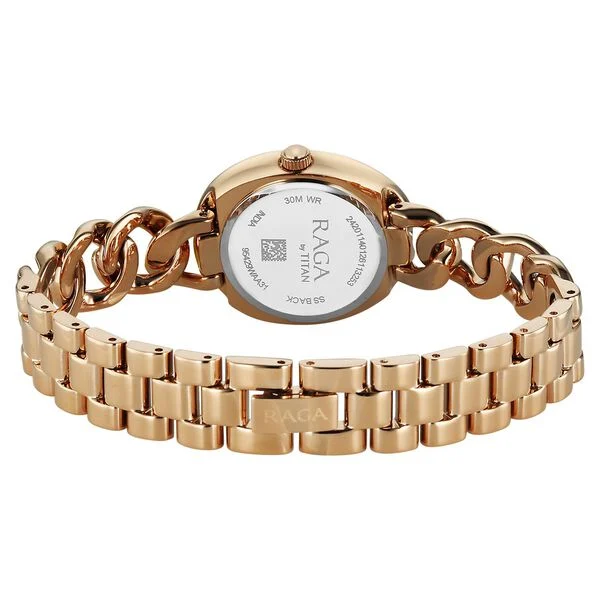 Titan Raga Spotlight Quartz Analog Grey Dial Rose Gold Metal Strap Watch For Women