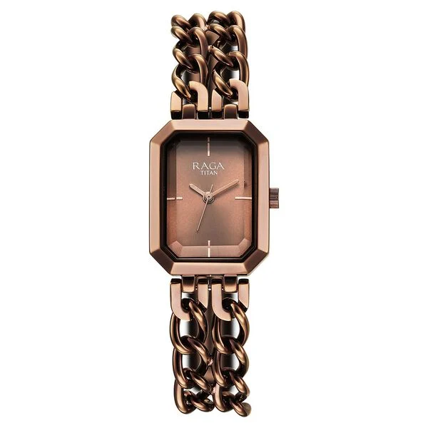 Titan Raga Showstopper Quartz Analog Brown Dial Metal Strap Watch For Women