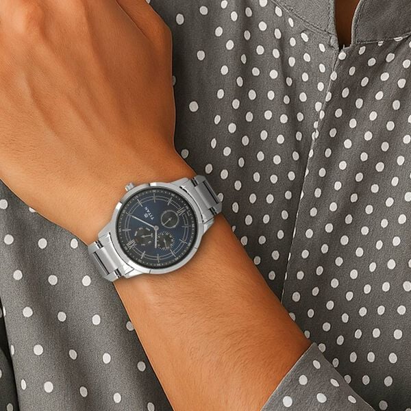 Titan Workwear Blue Dial Quartz Multifunction Stainless Steel Strap watch for Men