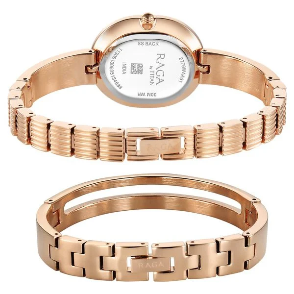 Titan Raga Contempore Quartz Analog Rose Gold Mother Of Pearl Dial Metal Strap Watch For Women