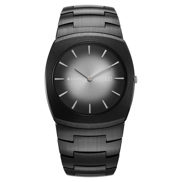 Titan Edge Fumage Quartz Analog Black Dial Black Ceramic Strap Watch For Men