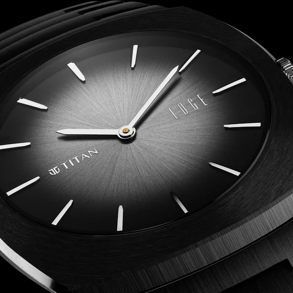 Titan Edge Fumage Quartz Analog Black Dial Black Ceramic Strap Watch For Men