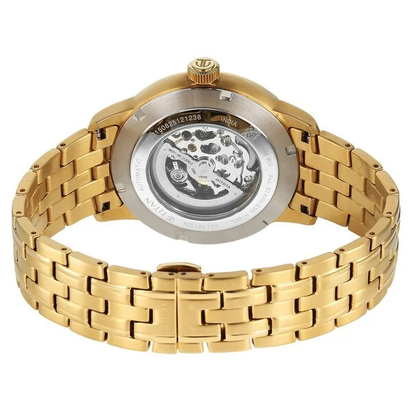 Titan Aurelian Concealed Automatic Analog with Green Dial Roman Numerals Yellow Gold Stainless Steel Strap Watch for Men
