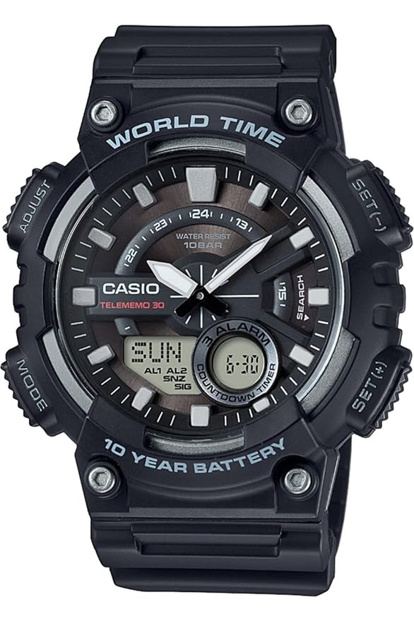 Casio Youth-Combination Analog-Digital Black Dial Men's Watch - AEQ-110W-1AVDF