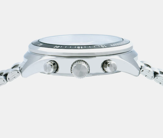 Men Quartz Black Dial Chronograph Stainless Steel Watch