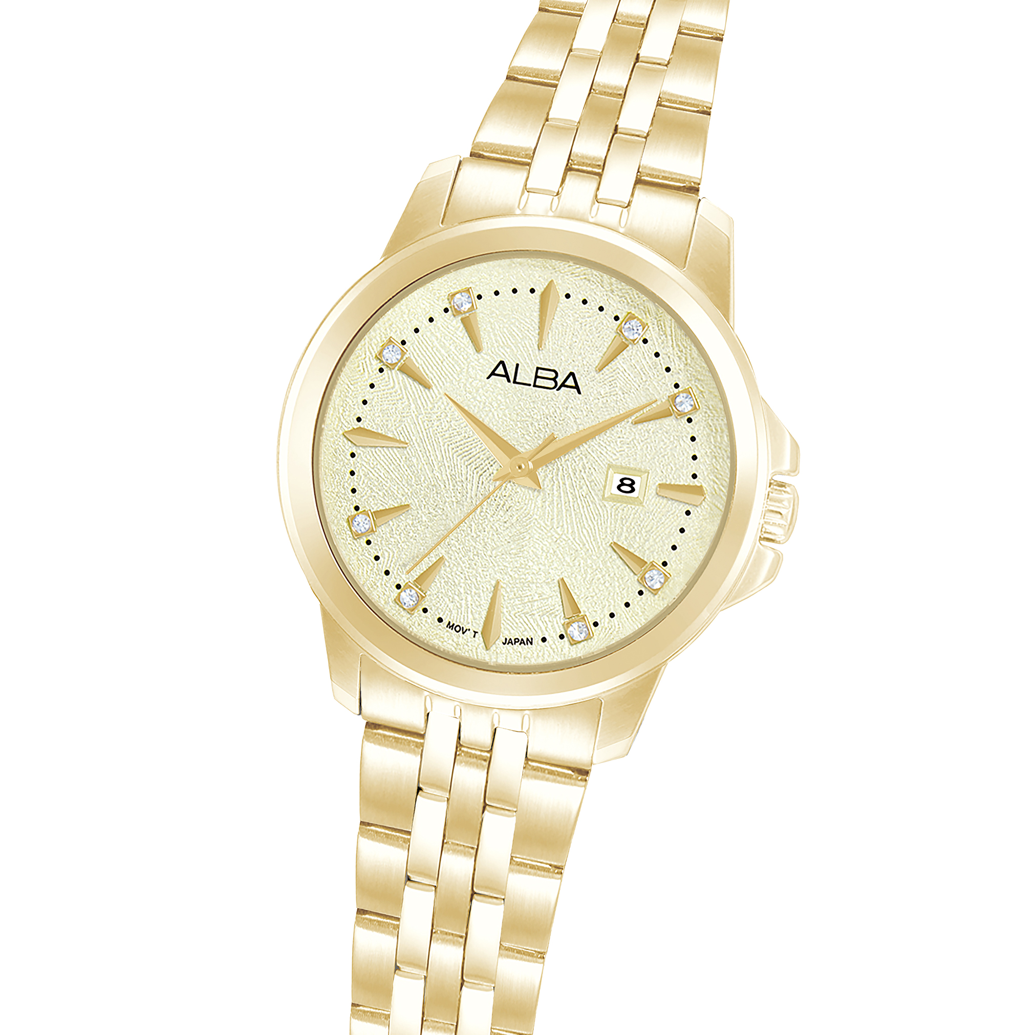 Women Quartz Champagne Dial Analog Stainless Steel Watch