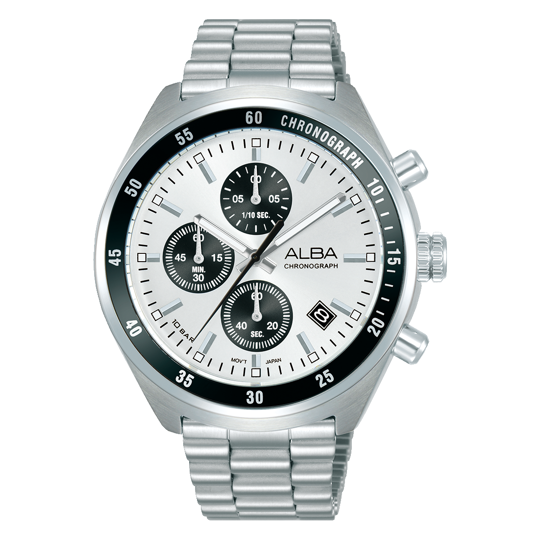 Alba Men's Active Quartz Silver Patterned Dial
