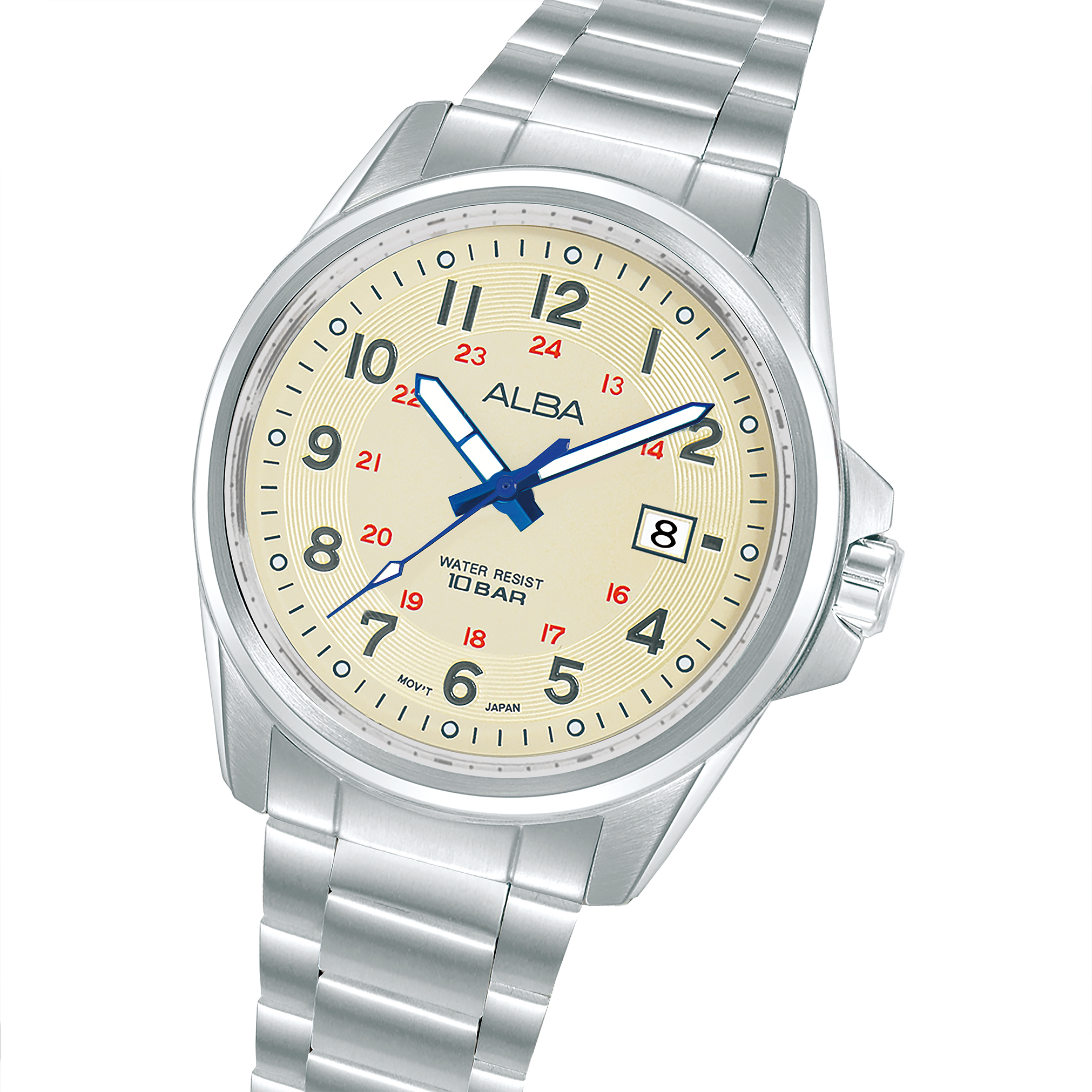 Men Quartz Cream Dial Analog Stainless Steel Watch