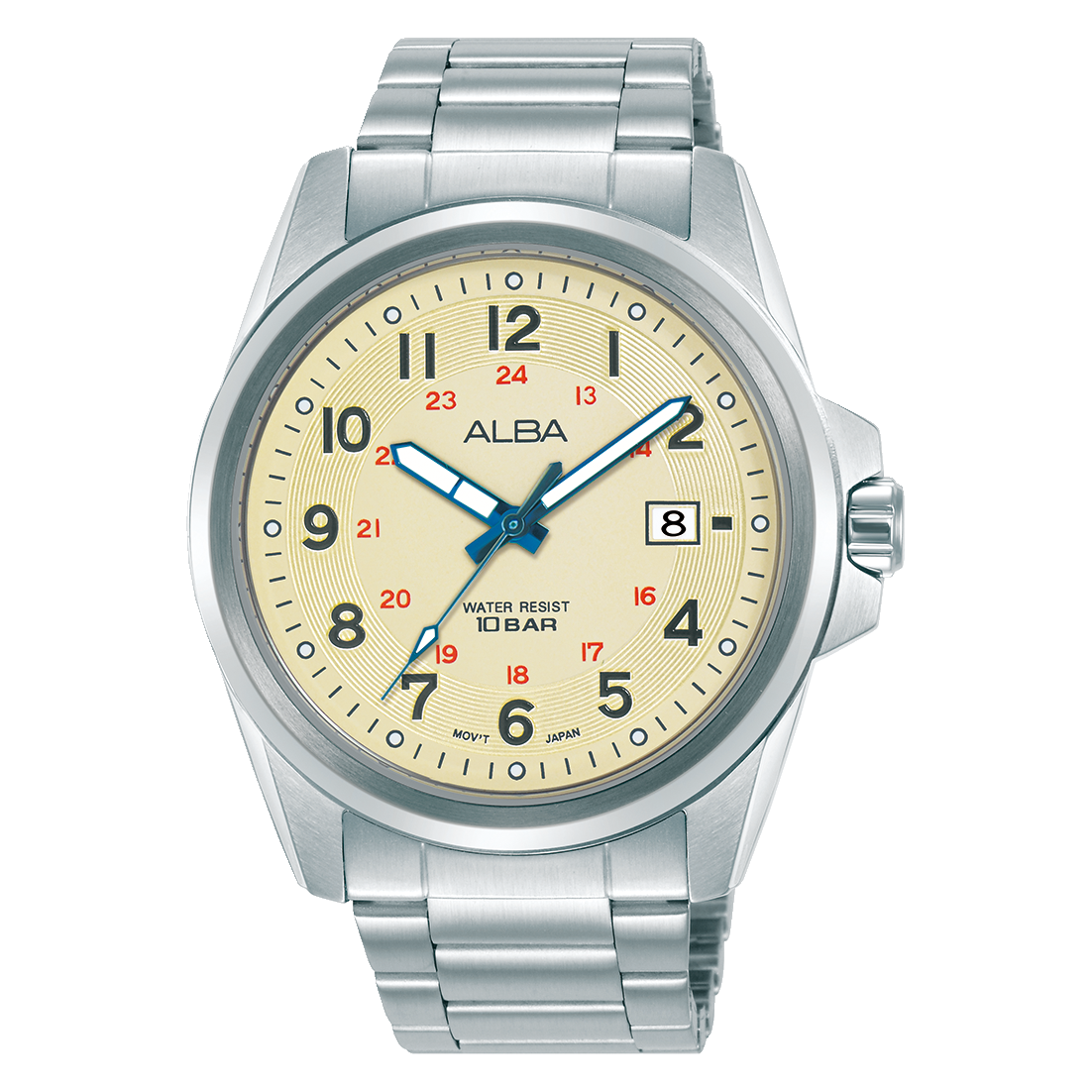 Men Quartz Cream Dial Analog Stainless Steel Watch