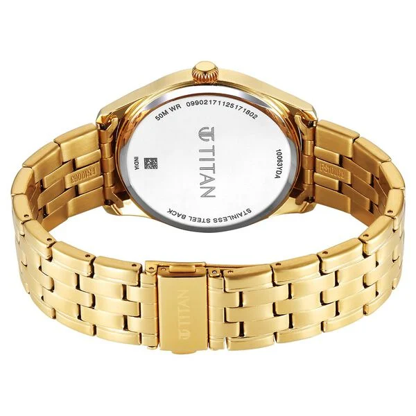 Titan Neo Roman Analog with Green Dial Carnation Gold Stainless Steel Strap Watch for Men