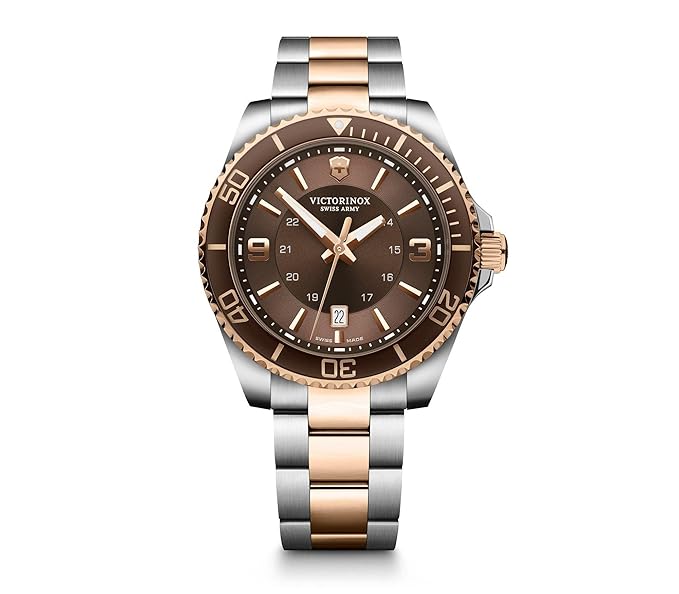 Victorinox Swiss Made Maverick, 43Mm, Brown Dial, Stainless Steel Bicolour Men's Analog Watch