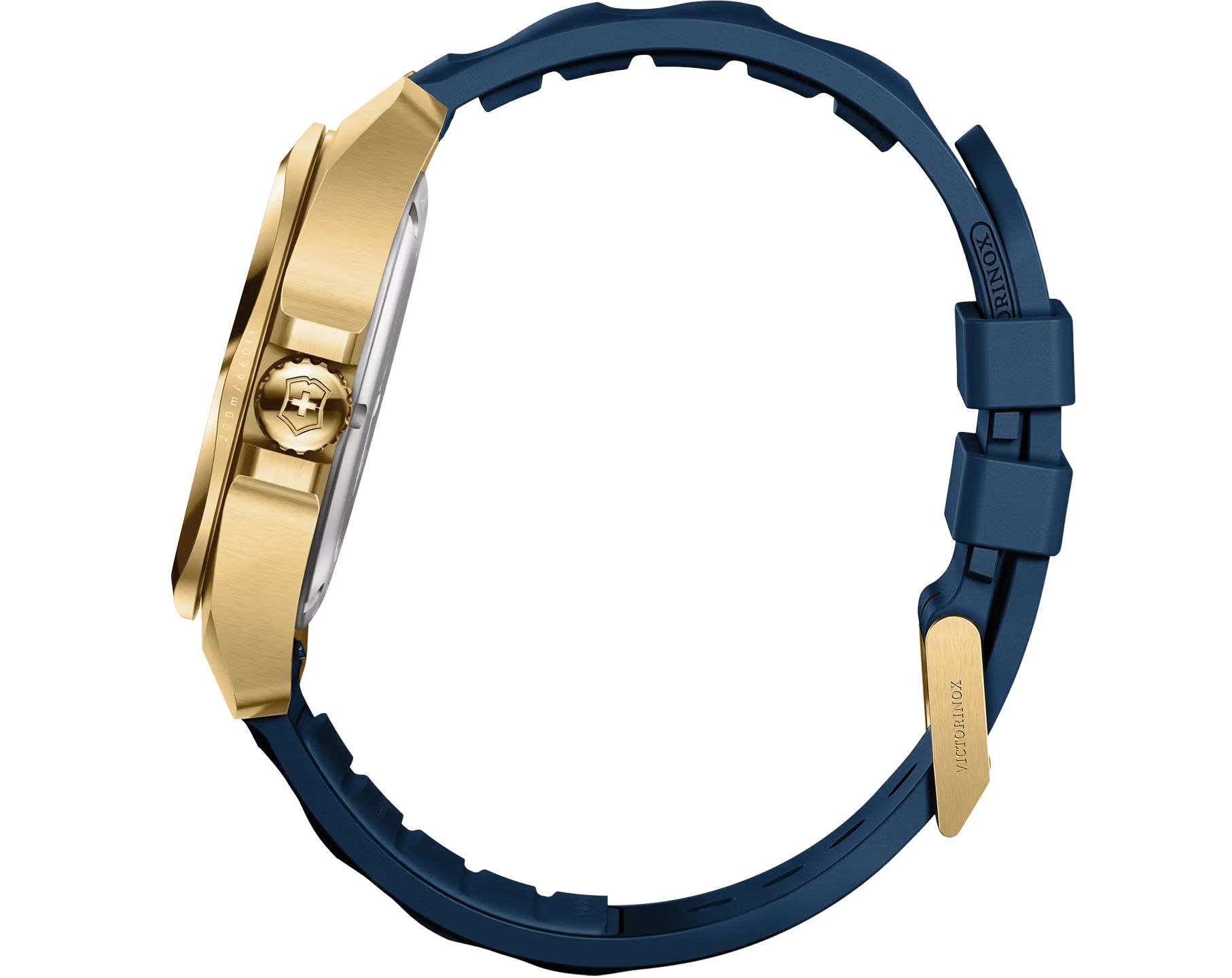 Victorinox I.N.O.X. Swiss Made Men's Watch, Blue Dial, 41 mm, Yellow-Gold Stainless Steel Case, Yellow-Gold Stainless Steel Bezel, Blue Rubber Strap