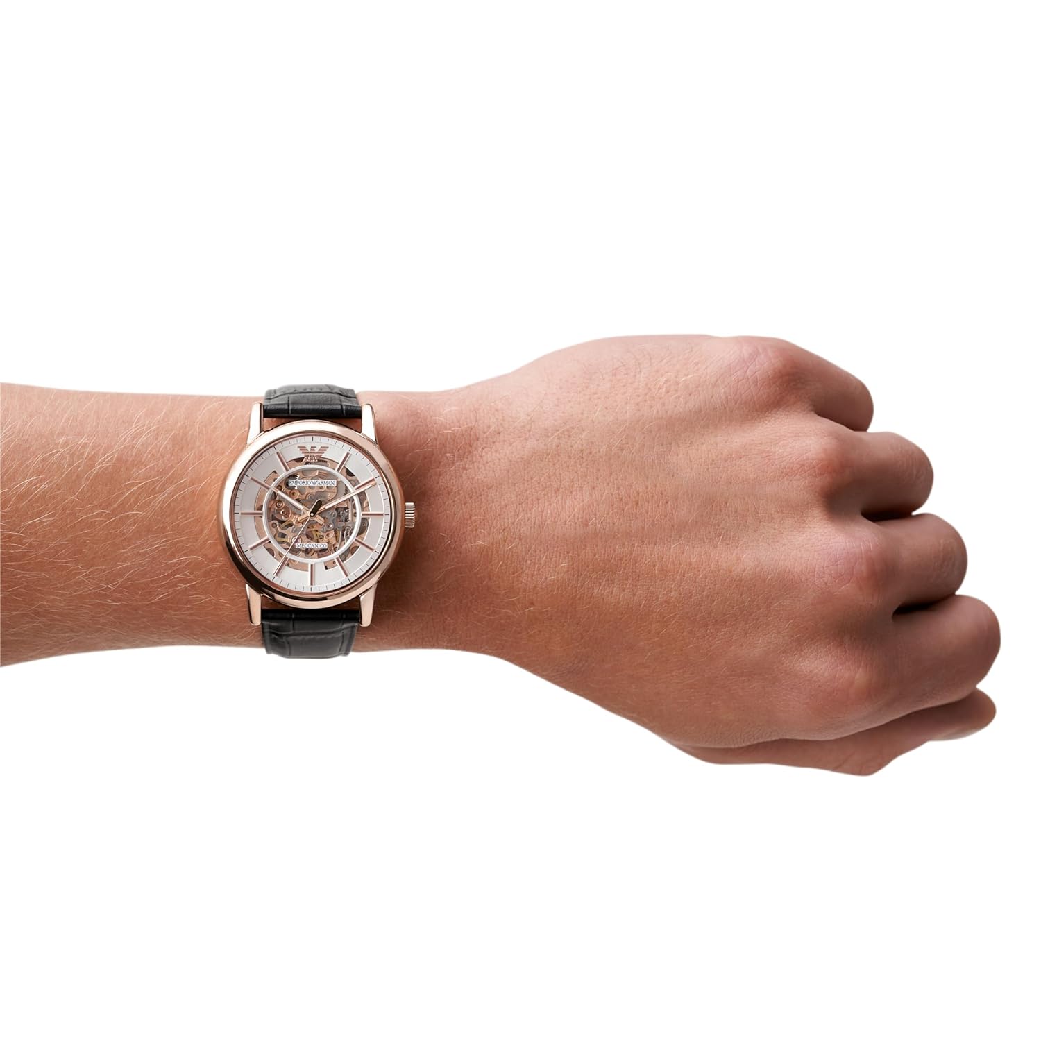 Emporio Armani Leather Analog Silver Dial Men Watch