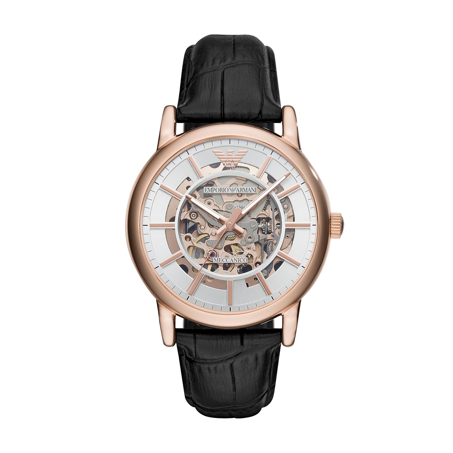 Emporio Armani Leather Analog Silver Dial Men Watch