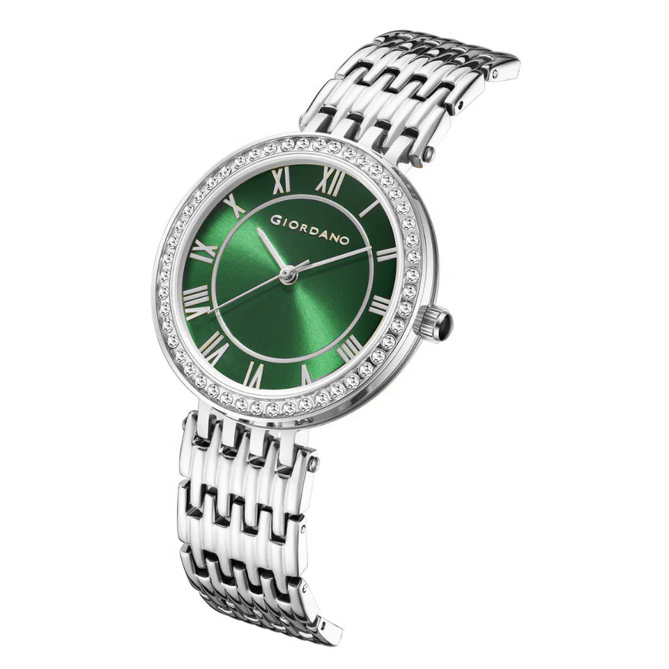 Giordano Eleganza Collection Watch for Women with Stainless Steel Strap and Crystal Embellished Bezel