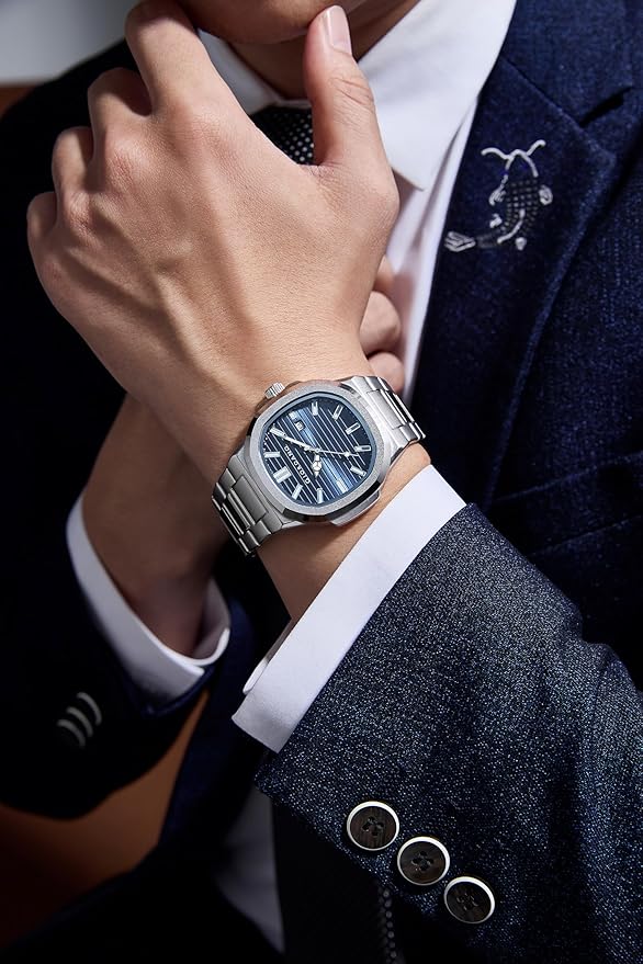 GIORDANO Analog Watch for Men – Textured Dial, Stainless Steel Strap, Date Display, Quartz Movement, Water Resistant