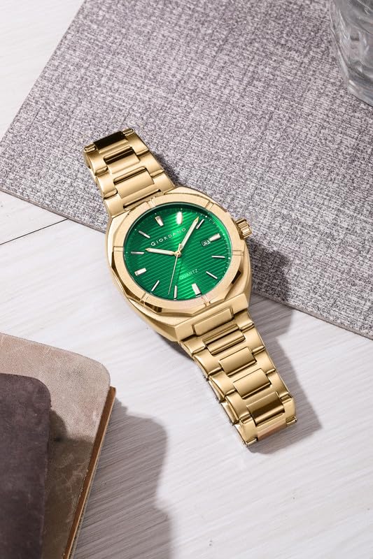 Giordano Modern Watch for Men – Textured Dial, Date Display and Stainless Steel Strap