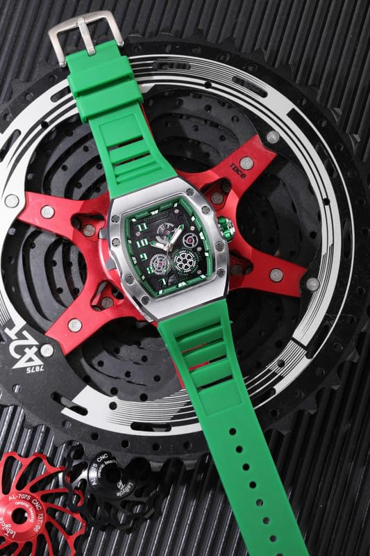 Giordano Square Analog Casual Sporty Watch for Men – Mechanical-Inspired Design dial, Quartz Movement, Silicon Strap and Date Display Function