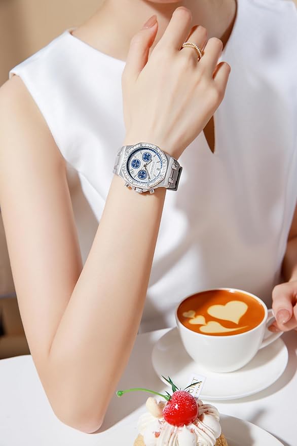 Giordano Chronograph Watch for Women | Stainless Steel Case, Crystal Bezel | Modern & Stylish Timepiece with Comfortable Silicone Strap