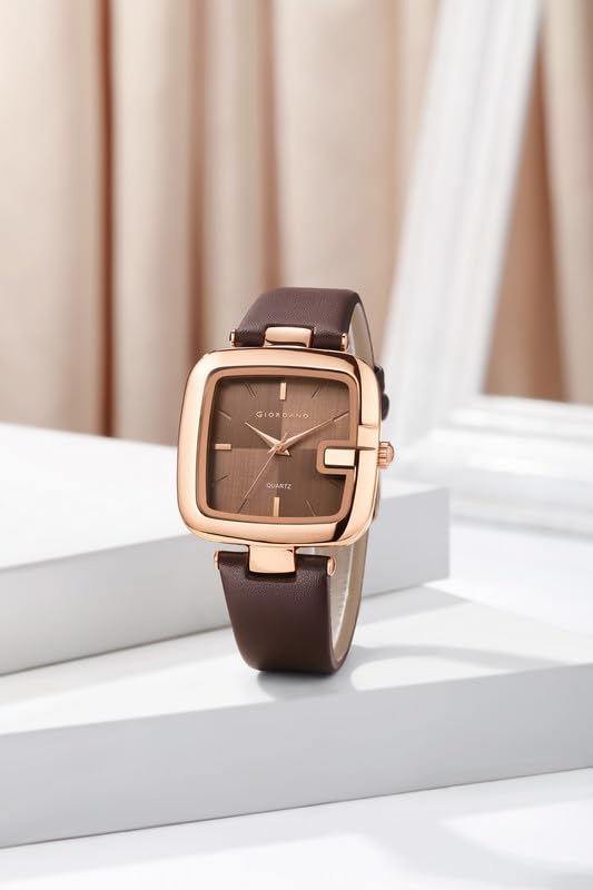 Giordano Monogram Watch for Women Dial with Metal & Leather Strap Fashionable Design, Water Resistant Quartz Analog – Perfect for Casual & Office Wear