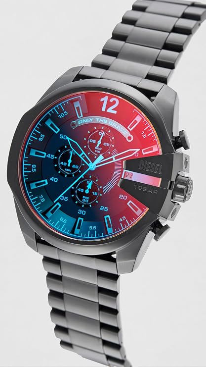Diesel Stainless Steel Analog Red Dial Black Strap Men's Watch
