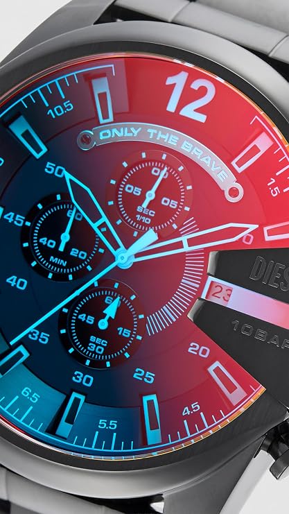 Diesel Stainless Steel Analog Red Dial Black Strap Men's Watch