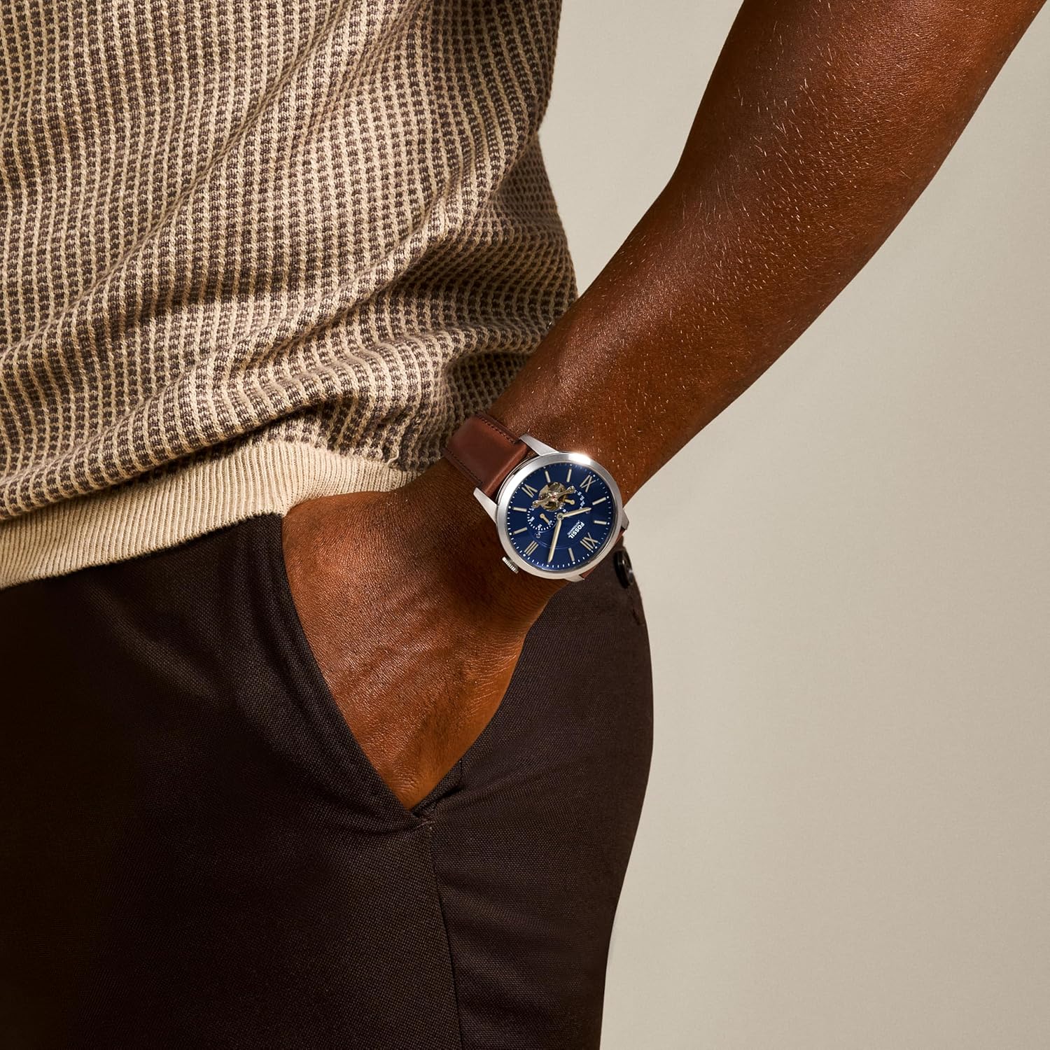 Fossil Townsman Analog Blue Dial Men's Leather Watch