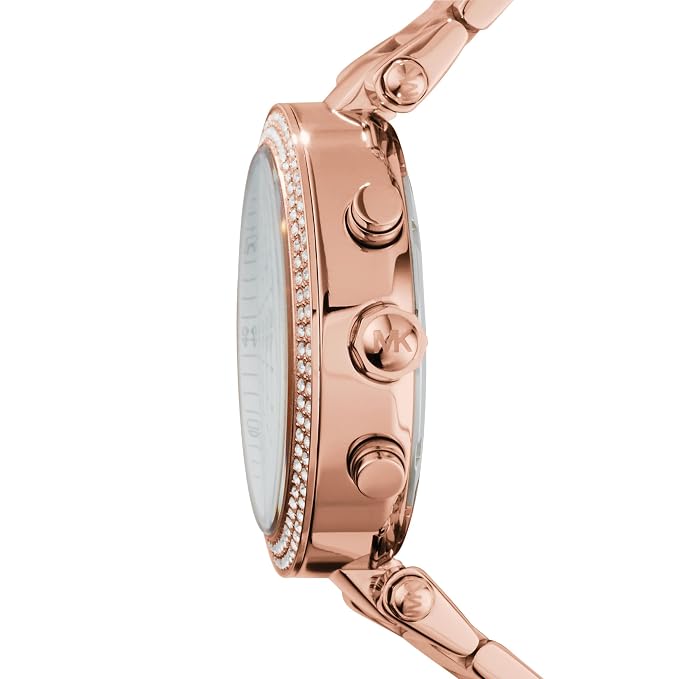 Michael Kors Parker Analog White Dial Gold Band Women's Stainless Steel Watch