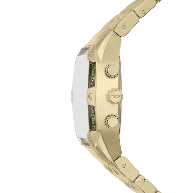 Diesel Spiked Cushion Gold Quartz Stainless Steel Watch