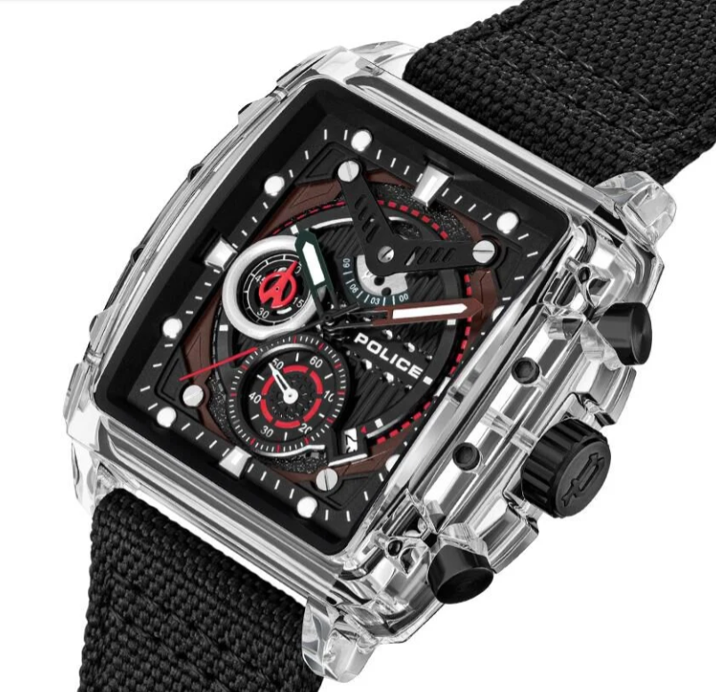 Police Quartz Chronograph Black Dial Multicoloured SILICONE Strap Watch For Men