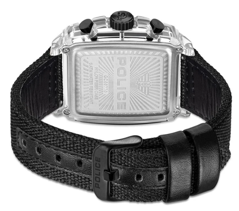 Police Quartz Chronograph Black Dial Multicoloured SILICONE Strap Watch For Men