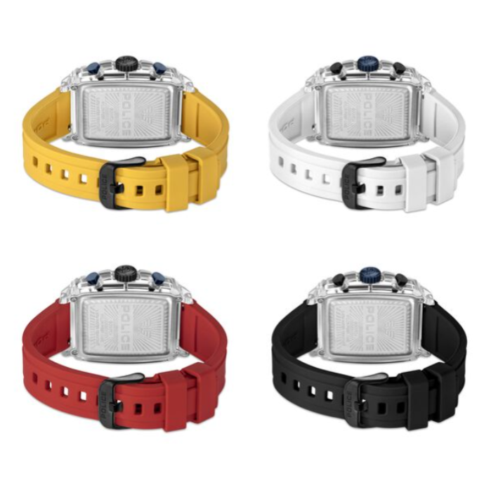 Police Quartz Chronograph Blue Dial Multicoloured Color Silicone Strap Watch For Men