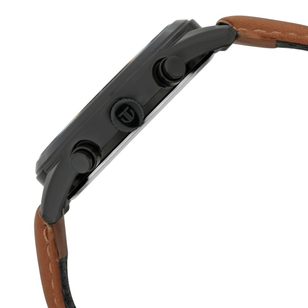 Titan Men's Metropolitan Charm: Men's Multifunctional Black Watch with Leather Strap