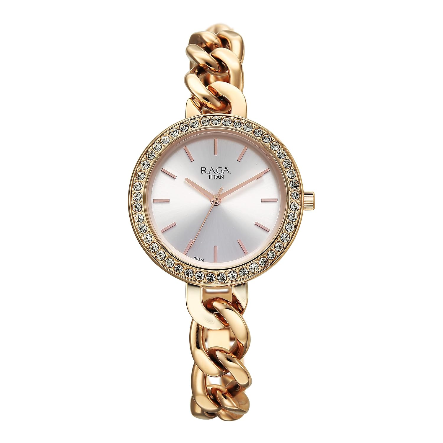 Titan Raga Showstopper Quartz Analog Silver Dial, Metal Strap Watch for Women