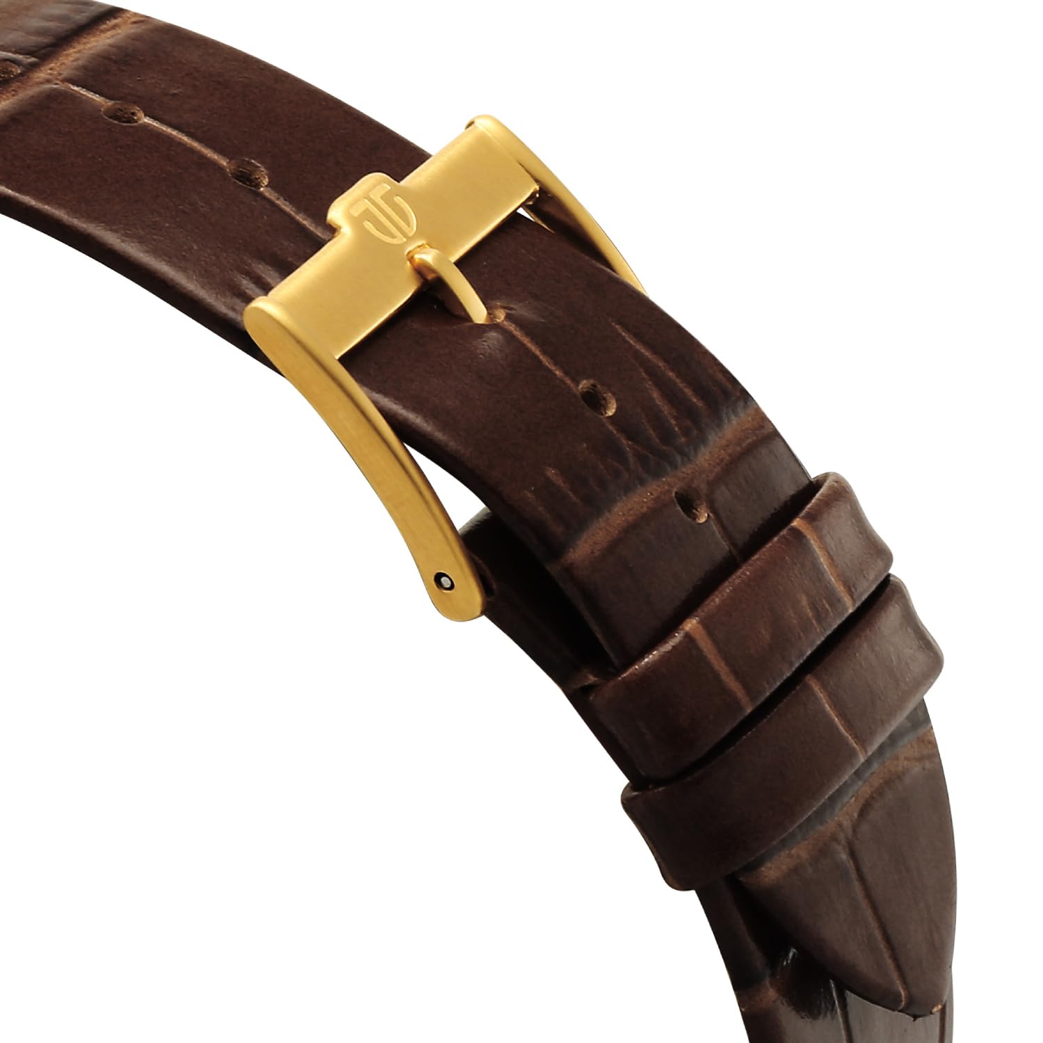 Titan Edge Monture Quartz Analog with Brown Dial Gold Leather Strap Watch for Men