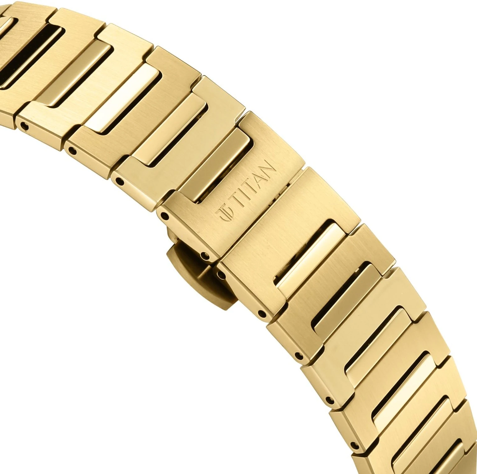 Titan Edge Meister 2Hands+Date Green Dial Gold Plated Stainless Steel 316L Strap Analog Watch  - For Men
