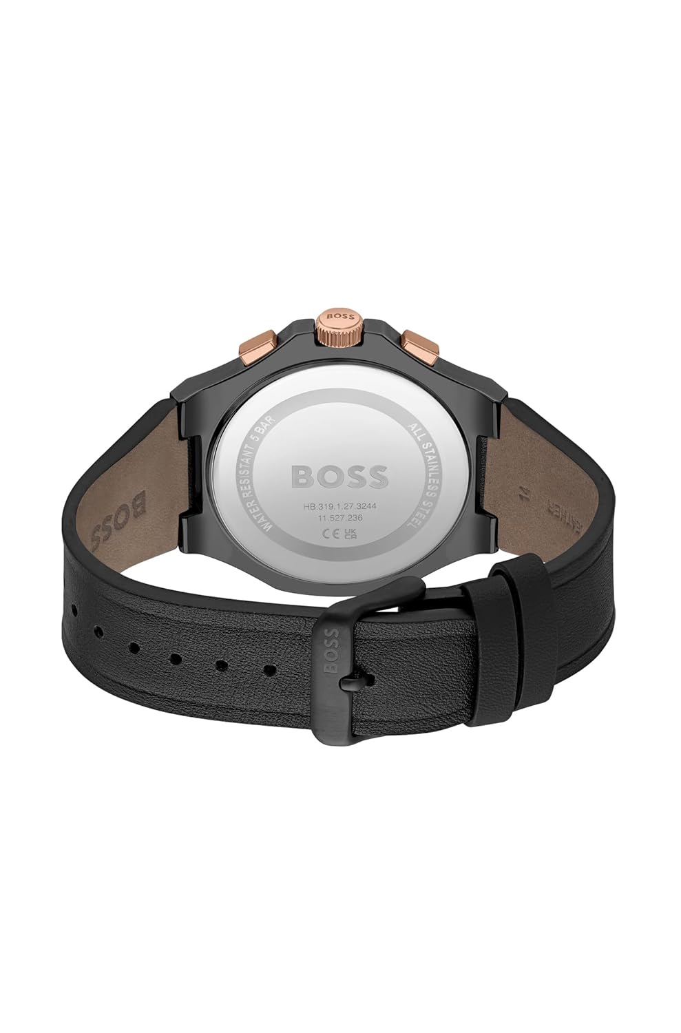 BOSS Taper Qtz Fashion Chrono Black Dial Men's Watch|Leather Material|Black Color Band