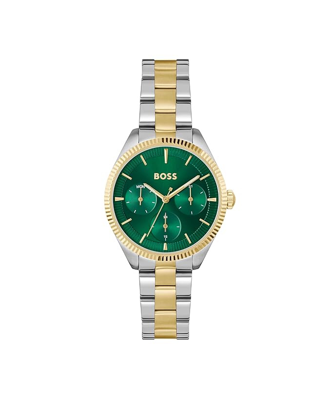 Sage Sport Qtz Multifunction Green Round Dial Women's Watch|Stainless Steel & Ionic Plated Thin Gold Steel Material|Silver Color Band