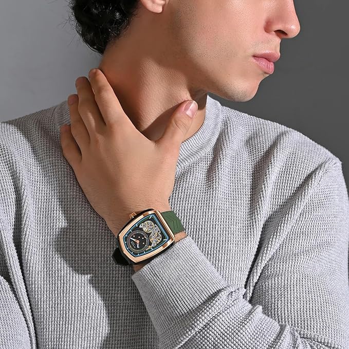 Aventus Men Automatic Green Dial Analog Silicone Watch