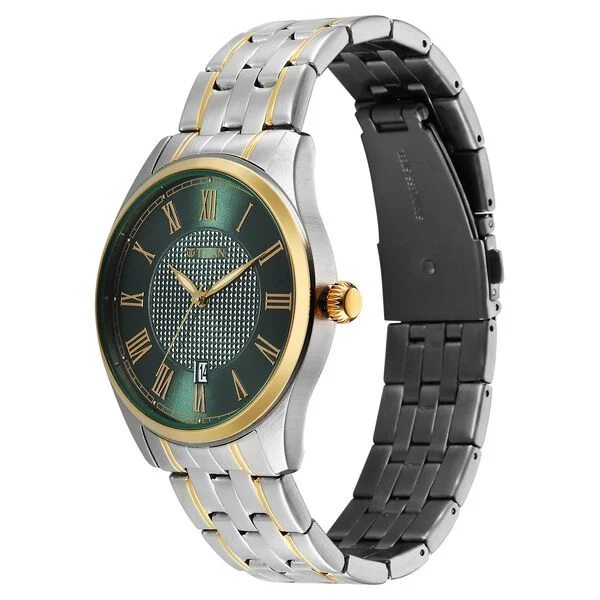 Titan Neo Roman Analog with Green Dial Dual Tone Stainless Steel Strap Watch for Men