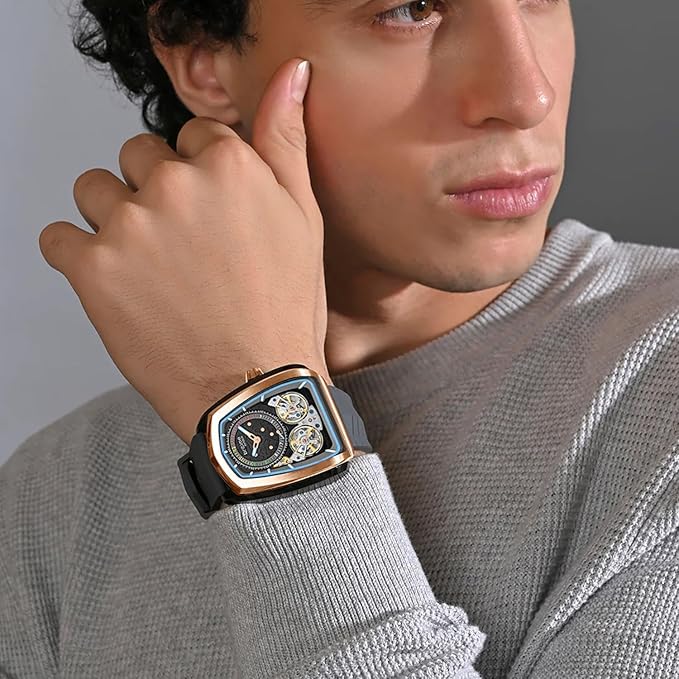 Aventus Men Automatic Grey Dial Analog Silicone Watch