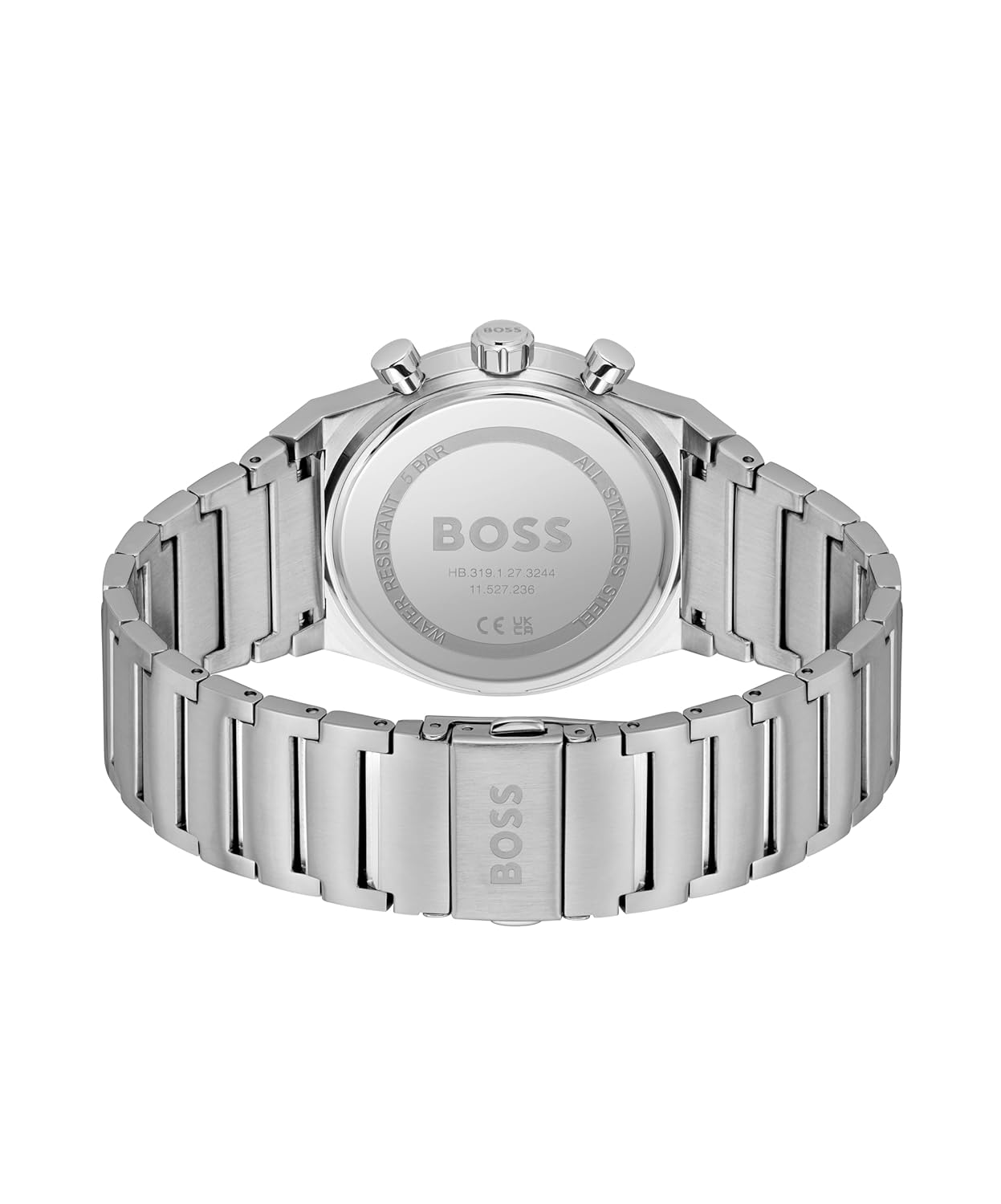 BOSS Candor Chrono Qtz Fashion Chrono Grey Round Dial Men's Watch|Stainless Steel Material|Silver Color Band