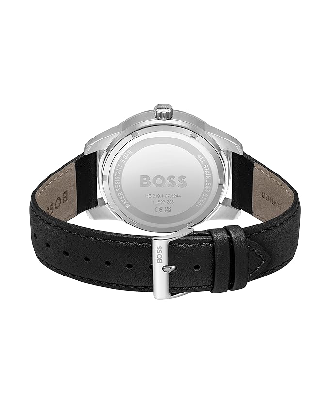 Boss Sophio Qtz Multifunction Black Dial Men's Watch|Leather Material|Black Color Band