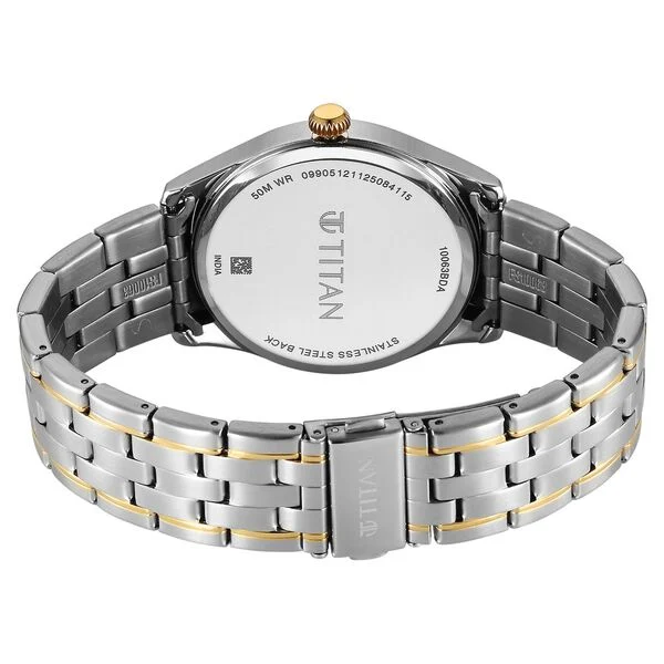 Titan Neo Roman Analog with Green Dial Dual Tone Stainless Steel Strap Watch for Men