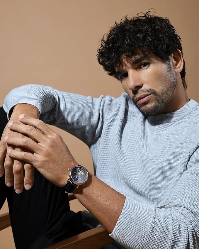 Jupiter Men Automatic Blue Dial Analog Leather Watch