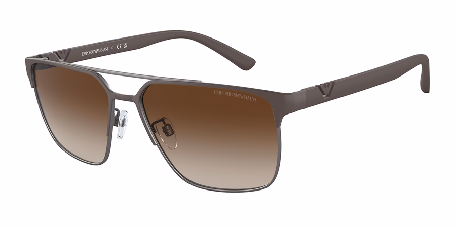 Emporio Armani Men's Sunglasses Matte Brown Gunmetal Pilot Frame