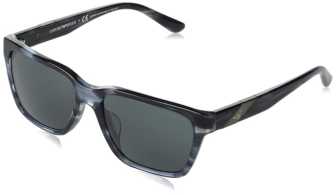 Emporio Armani EA4177F Sunglasses, blue stripe / dark gray lens, 57, Striped Grey, 57