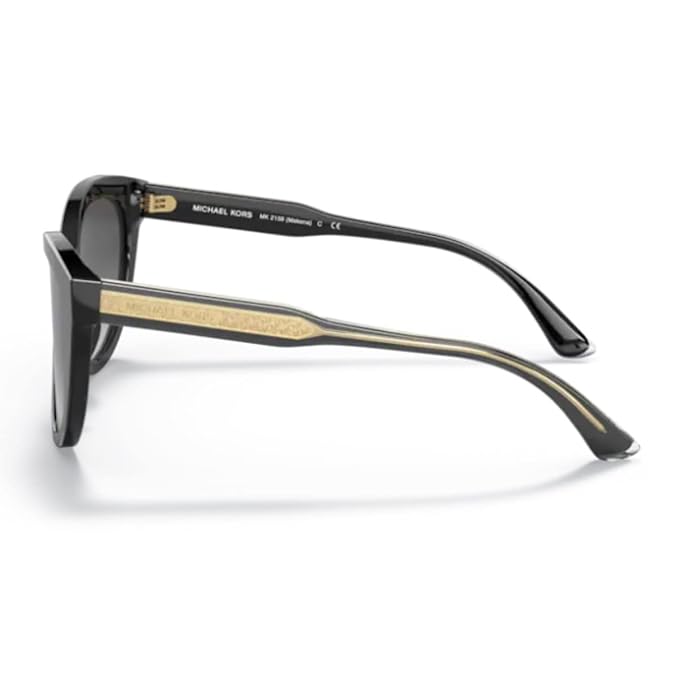 Michael Kors Womens Rectangular Polarized Sunglasses , Black/Clear Laminate/Dark Grey Gradient, One Size, Onesize