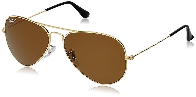 RAYBAN AVIATOR CLASSIC Gold Sunglasses in Brown Lenses